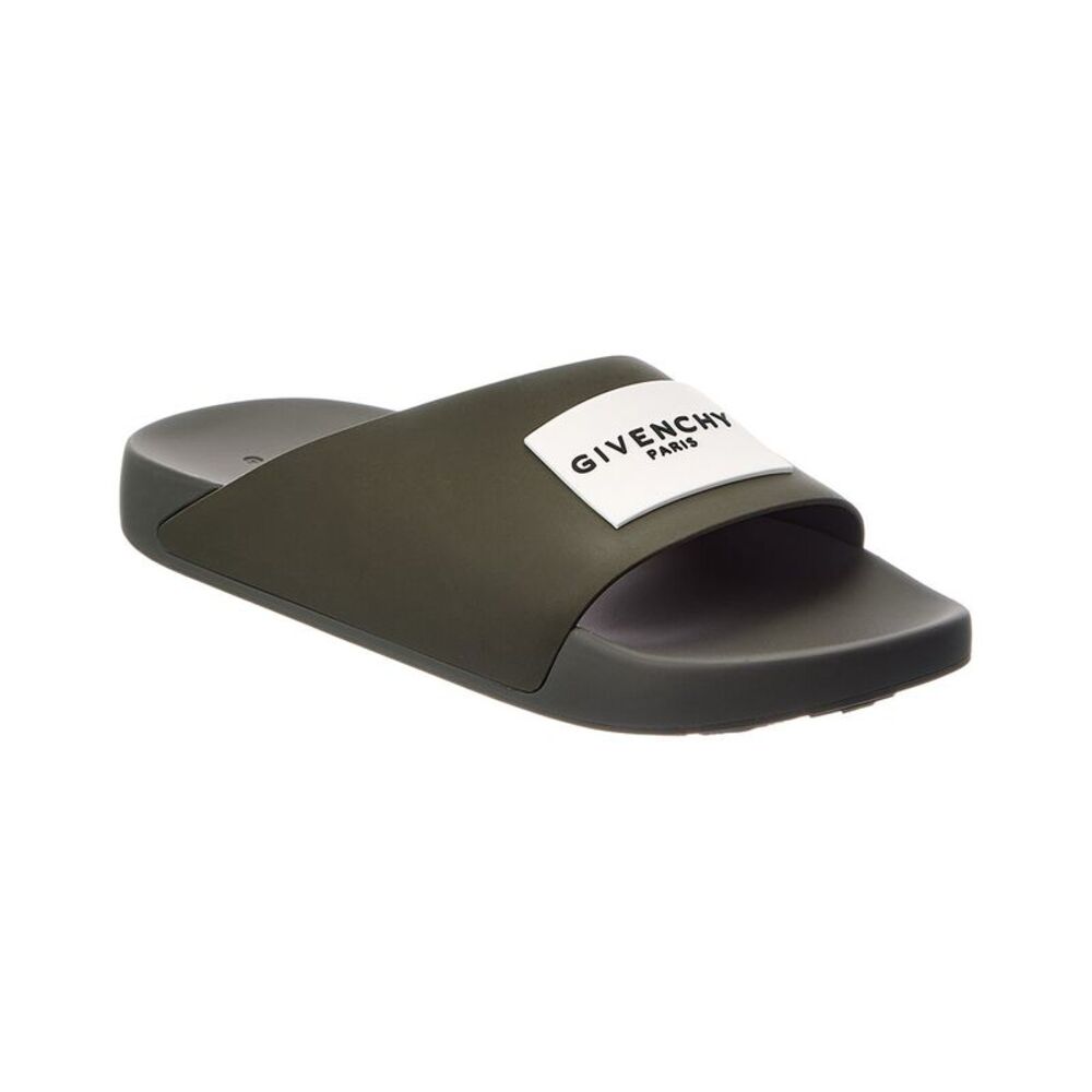Givenchy Label Rubber Slide, Green